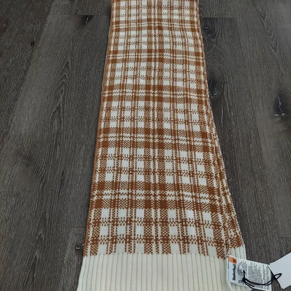 NWT Timberland Brown/White Buffalo Plaid Scarf One Size